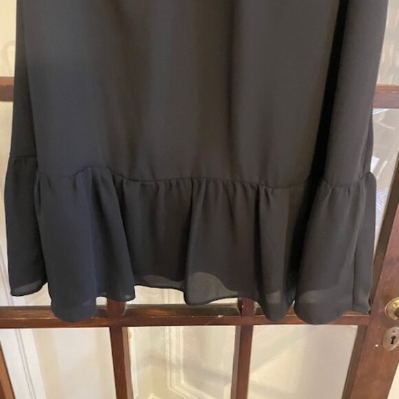 J.Crew Factory Black Ruffle Sleeve Mini Dress, Size Medium - Picture 5 of 7